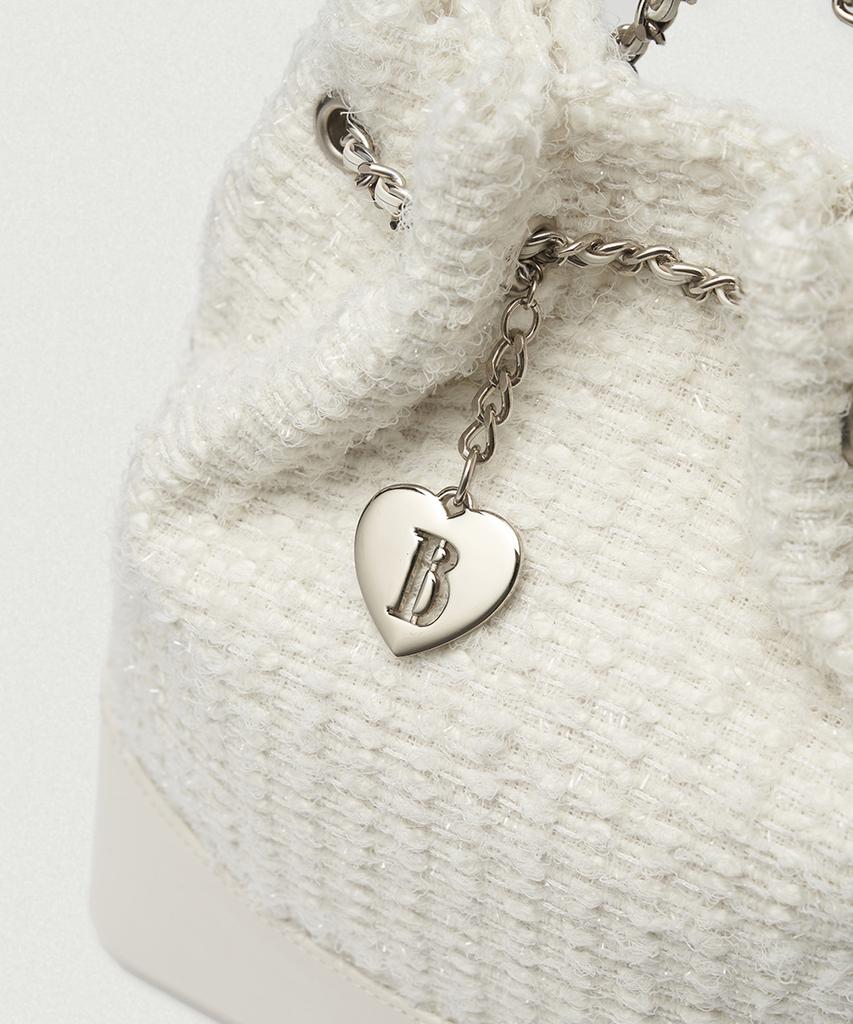 Thebarnnet Tweed Drawstring Chain Backpack_Ivory