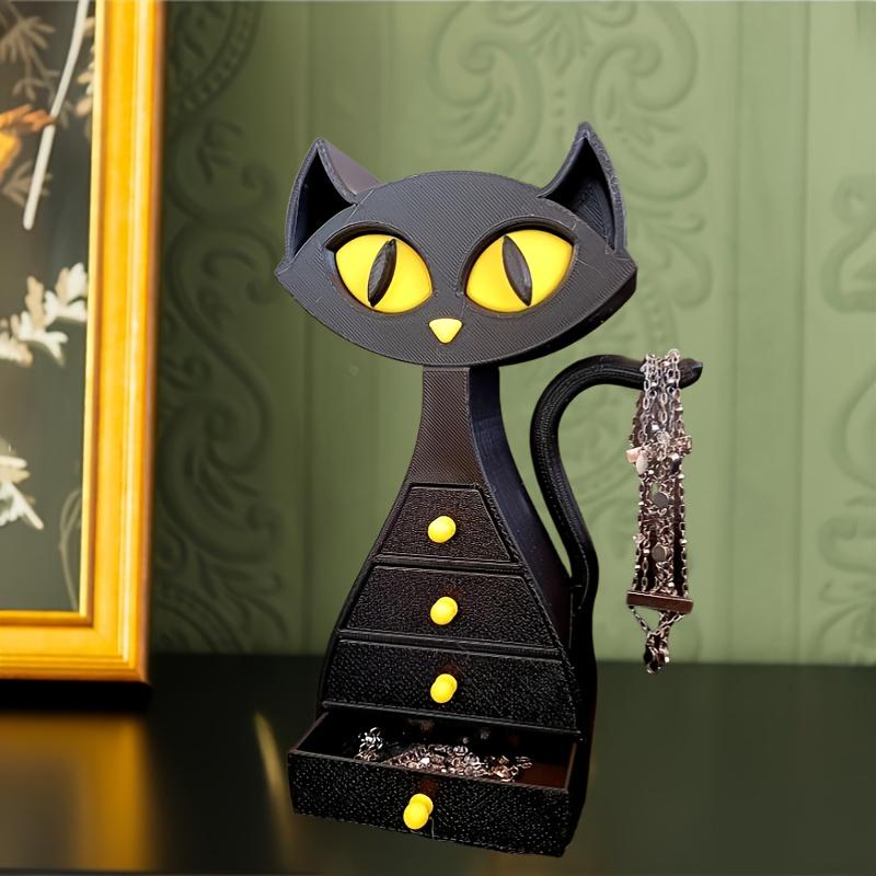 1pc Black Cat Decorative Box, Jewelry Organizer: Artistic Design for Earrings, Necklaces & Small Items – Decorative Storage