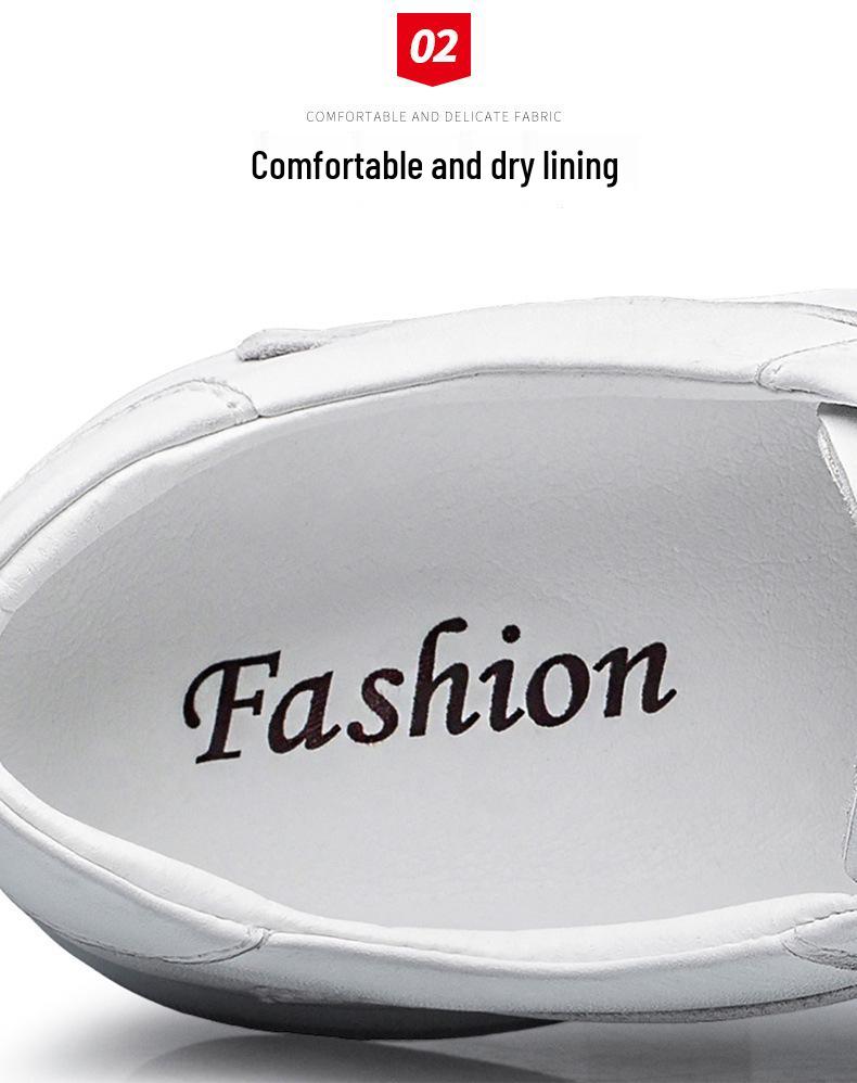 Men's Autumn Breathable Skate Shoes - Trendy Soft Sole Cowhide White Sneakers in Korean Style