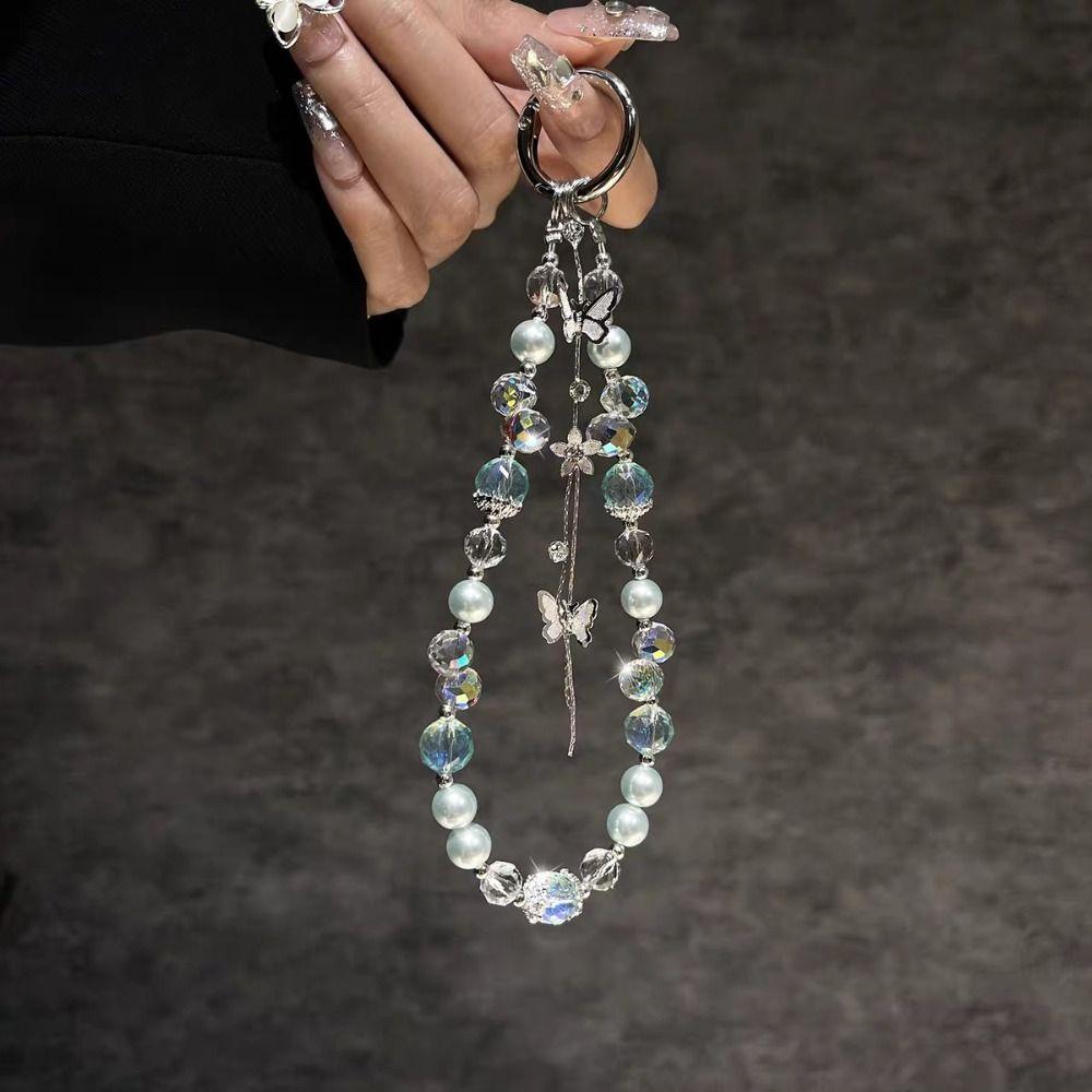 Pearl Tassel Butterfly Phone Lanyard Anti-lost Phone Case Wrist Strap  Christmas Gifts
