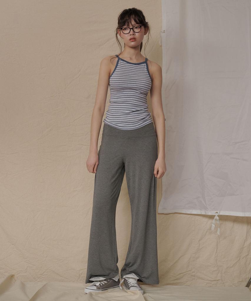 Okkitteu Layered Wrap Skirt Pants Gray