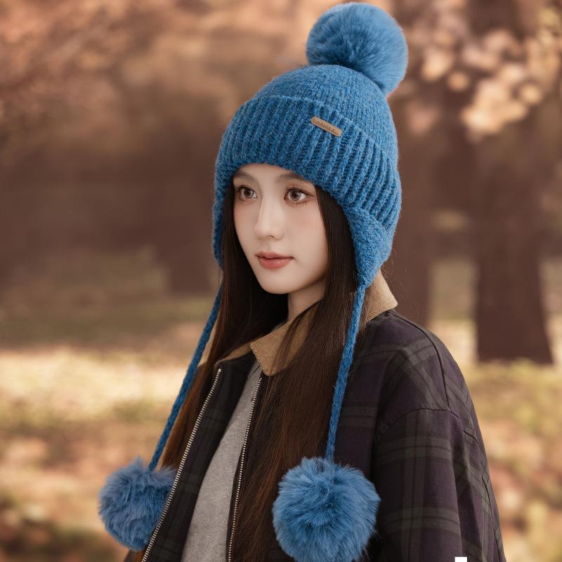Sweet and Cute Patch Knitted Wool Hat Autumn and Winter Outdoor Travel Cold and Warm Hat Versatile Face Showing Small Pullover Hat