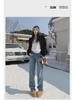 Women's High-Waist Wide-Leg Jeans with Velvet Lining - Autumn/Winter Slim Fit, Thick, and Warm Straight Trousers