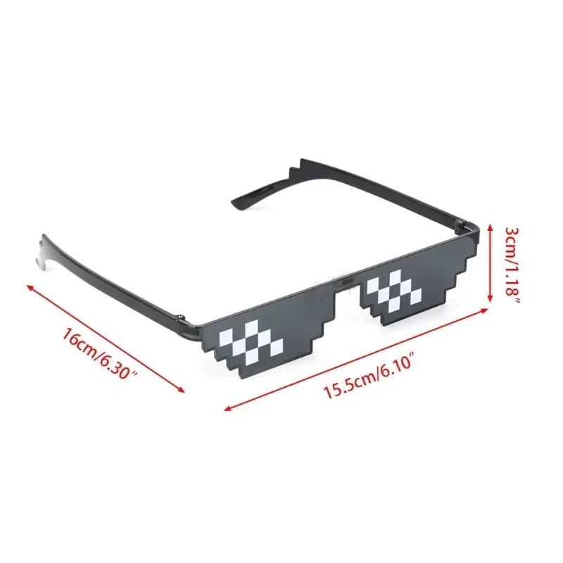 Vintage Mosaic Pixelated Sunglasses Cool Party Shades Eyewear Black Funny Men Women Glasses
