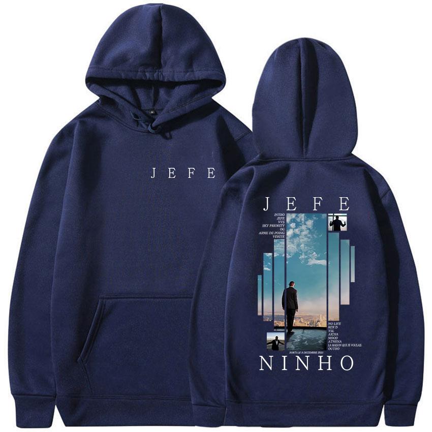 Rapper Ninho Jefe 2025 Album Merch Kapuzenpullover Unisex Hip Hop Gothic Langarm Sweatshirt Lässig Übergroß Fleece Hoodies Streetwear
