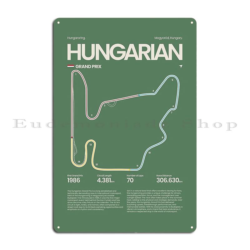 HUNGARORING HUNGARY TRACK MAP FLAG Hungaroring Grand Prix Circuit Metal Create Wall Decor Custom Design Pub Tin Sign Poster