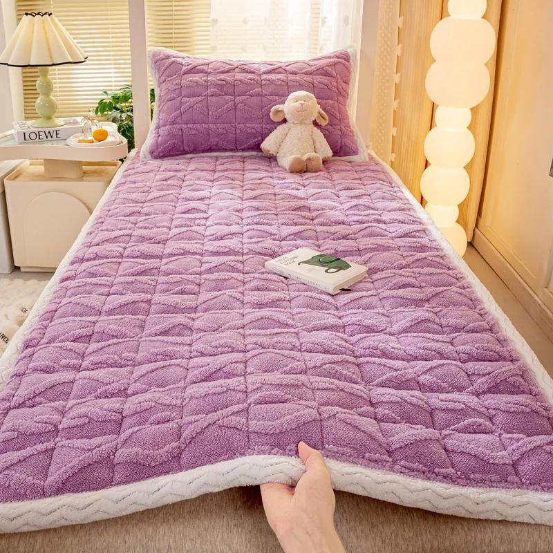 

Толстый флисовый наматрасник Теплый коралловый флис Одеяла-подкладки для однотонной простыни Защитный чехол Доступны в разных размерах 90x200cm 1pcs