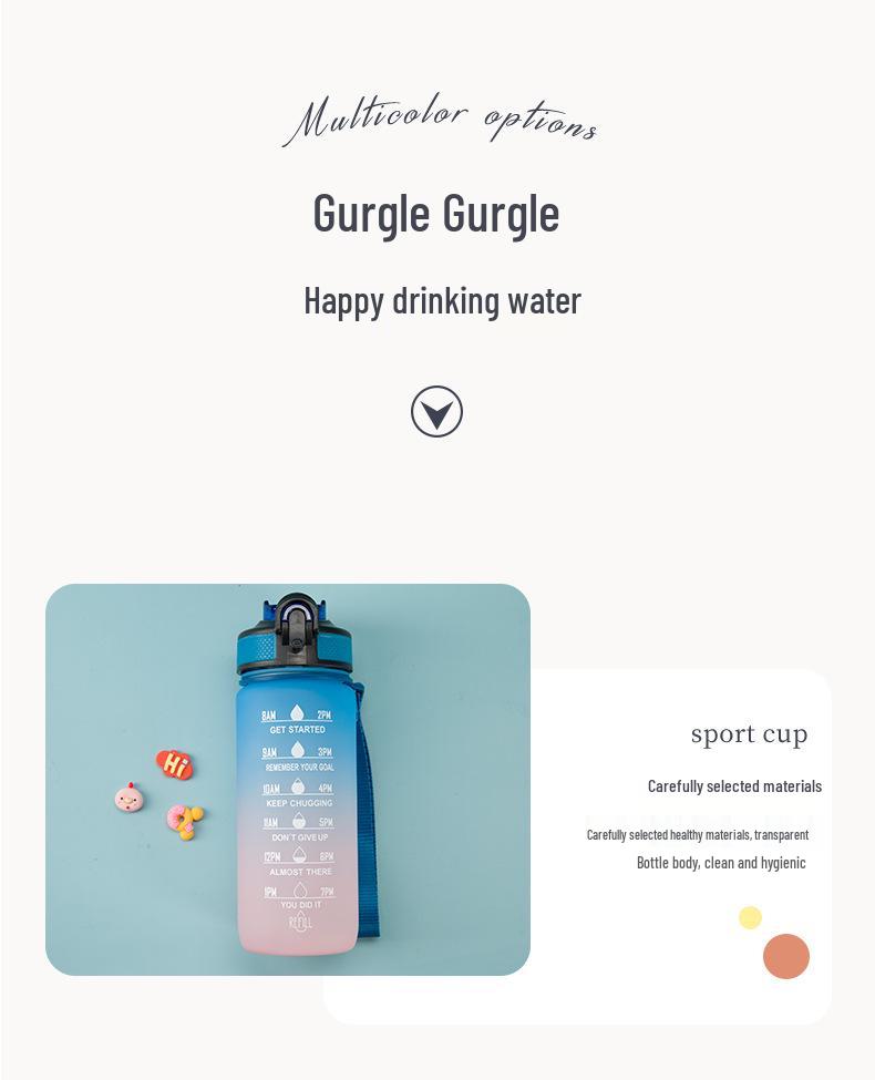 Botella de agua esmerilada degradada sin BPA con pajita – Vaso portátil Bounce para estudiantes