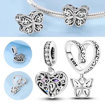 Cuivre Simple Papillon Breloque Perles Charms Cœur Breloque Pendentif Bijoux Compatible Avec Bracelets Authentiques pour Femmes Do It Yourself Belle Cadeau P