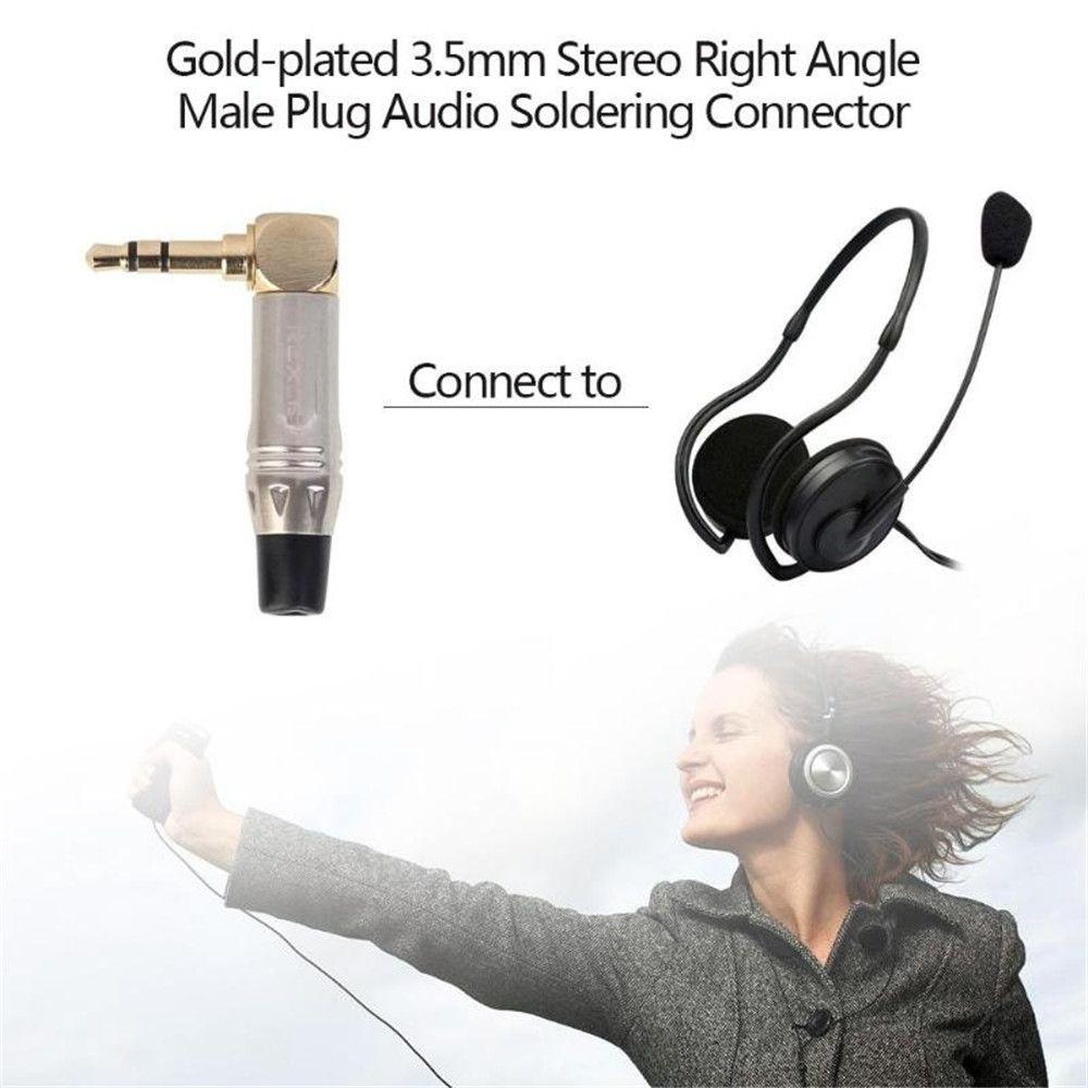 90 Degree 3.5mm Jack Plug Audio Adapter Stereo Audio Converter Right Angle Headphone Soldering Connector Headphone Adapter