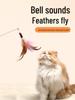 Cat Interactive Self-Play Teaser Toy - Long Rod with Feather Replacement, Bite-Resistant for Kitten Boredom Relief.