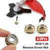 4/8Pcs Left Hand Thread Brushcutter Nuts Universal Power Tools Parts Reverse Screw Nut M10x1.25 Grass Trimming Tools