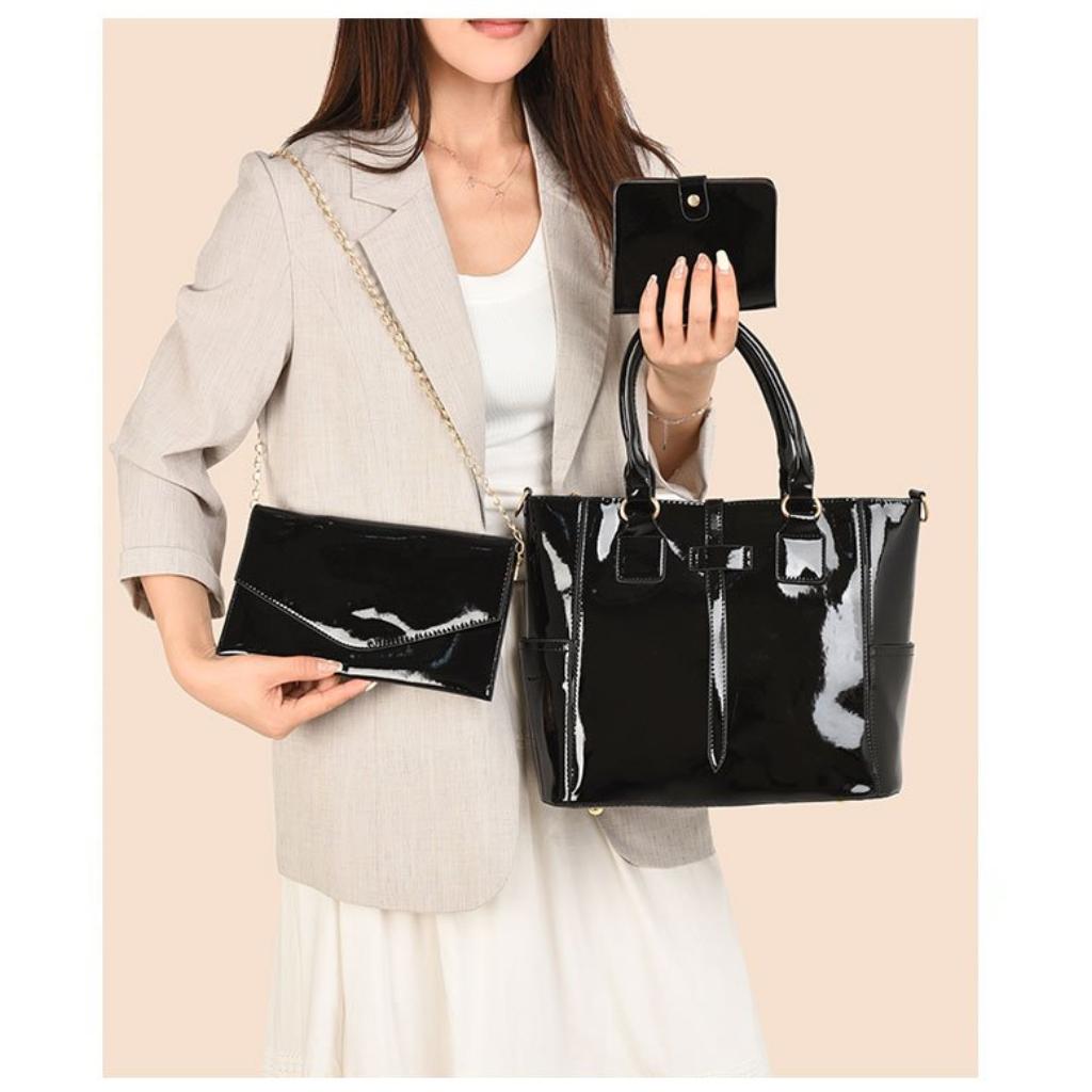 Tote Bag Women PU Three Piece Set Sequined Adjustable Strap Daily Commute