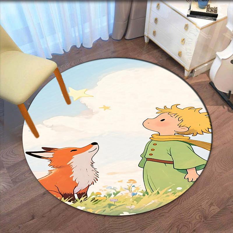 The Little Prince Printed Round Rug Carpet Chair Rug Area Rug Entryway Doormats,for Office Chair Living Room Bedroom Kitchen Room.