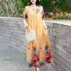 Summer Women's Plus Size Dress Loose Round Neck Floral Dress Soft Skin-friendly Breathable Long Dress