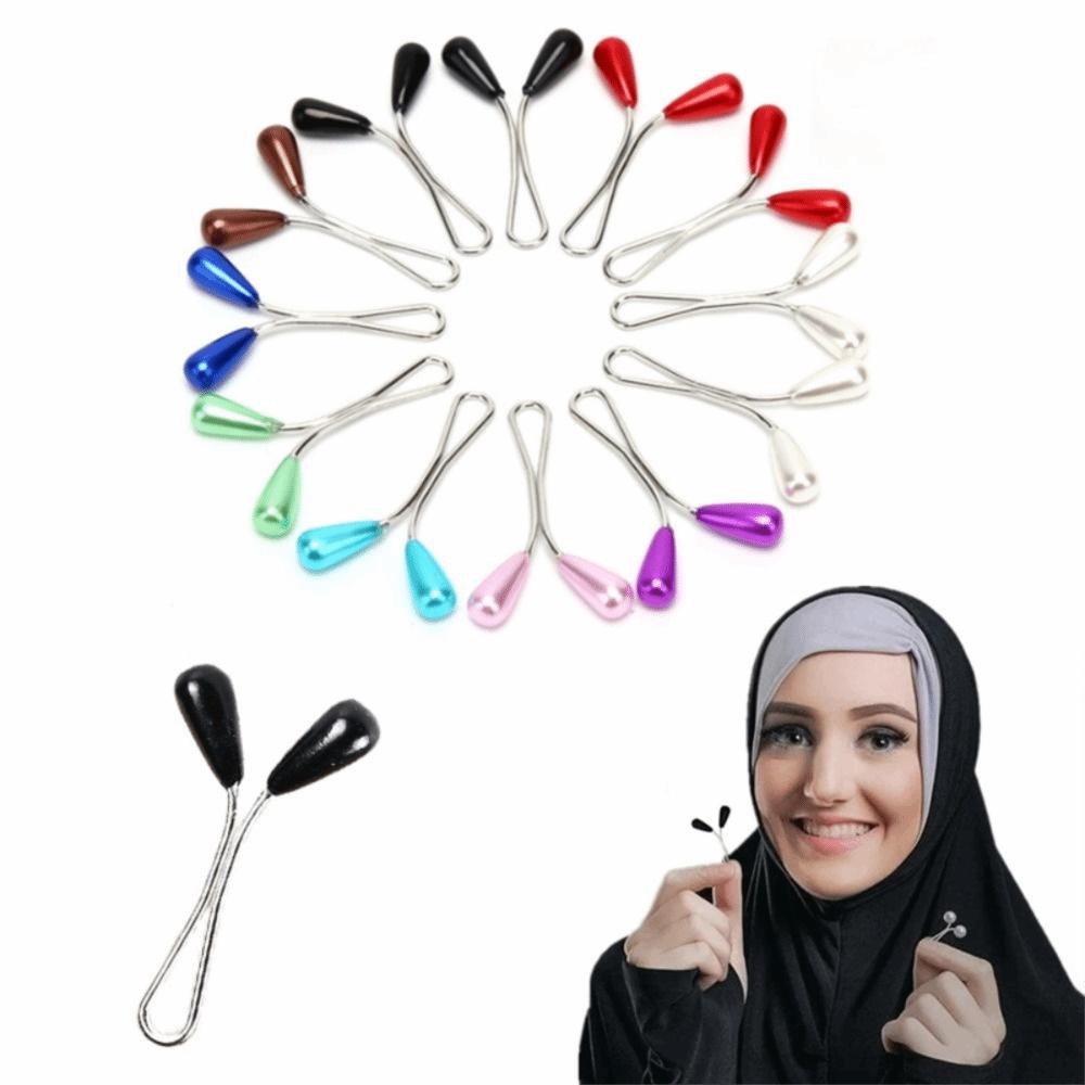 Pearl Teardrop Shape Scarf Buckle Multifunctional Portable U-shaped Clips Headscarf Accessories Decoration