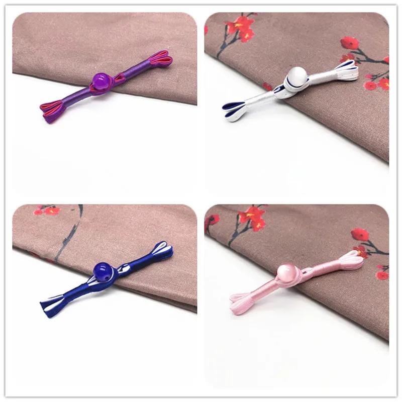 Imitation Jade Beads Cloth Button, Chinese Frog Closure Buttons, Knot Fastener, Decorative Cheongsam, 5 Pairs