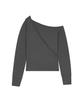 SANDRIC One-Shoulder Layered Tee_Charcoal