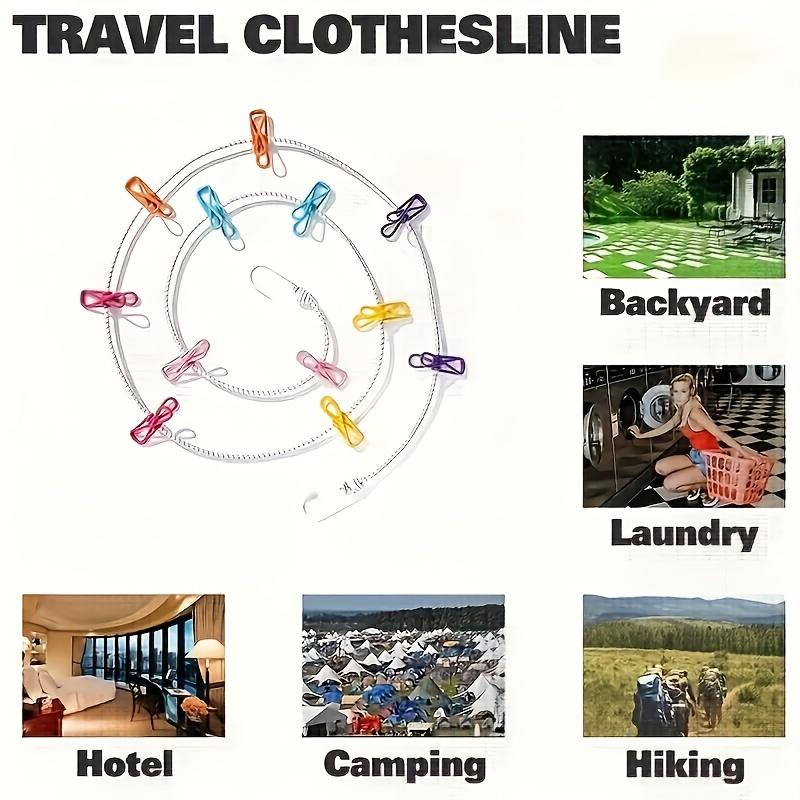 A Travel Portable Clothesline Set with 12 Clips, Suitable for Indoor And Outdoor Use, Lightweight And Sun-Resistant, Perfect for Drying Clothes, Bags