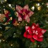 Large Glitter Artificial Christmas Flower Beautiful Xmas Tree Ornaments  Party Supplies