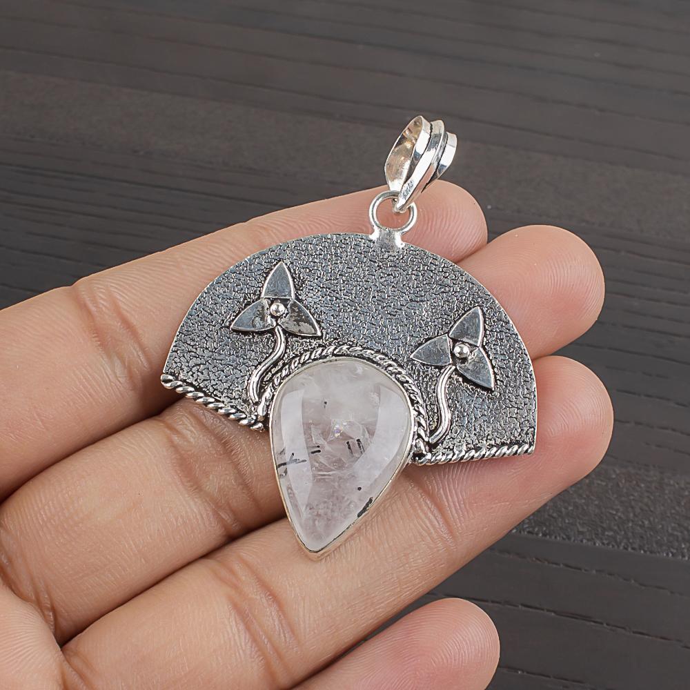 Натуральный Черный Рутиловый Самоцвет 925 Пробы Стерлингового Серебра Дизайнерский Подвес 1,77  AJP-2020