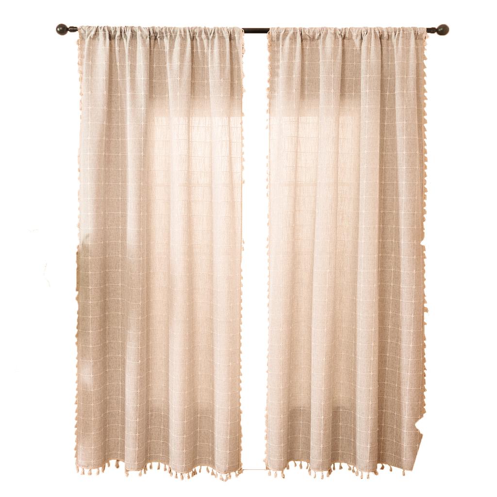 Modern Yarn-Dyed Waterproof Cotton And Linen Curtains Solid Color Semi-Shading Small Fresh Living Room Balcony Light Luxury Cotton And Linen Curtains