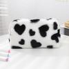 Cute Plush Cosmetic Bag Colored Love Pattern Makeup Organizer Storage Pouch Travel Portable Zipper Makeup Bag Large Pencil Case