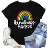 Be Kind Shirt for Women Kindness Matters T-Shirt Rainbow Heart Tee Tops