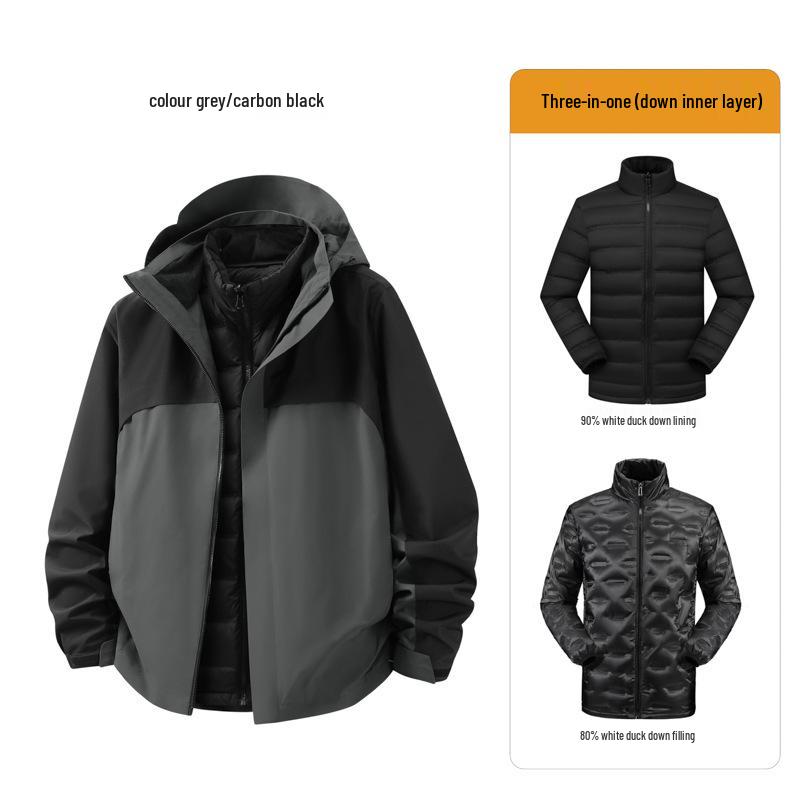 Anpassbares Team Windbreaker Set: Outdoor Drei-in-Eins mit Logodruck und herausnehmbarem Daunenfutter