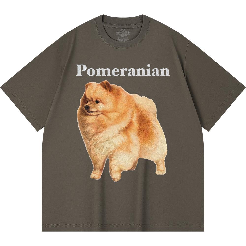 230GSM 100% bavlněné tričko s potiskem pomeraniana, vtipná trička ve stylu Harajuku, tričko z česané bavlny