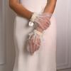 Guanti da Sposa Regolabili con Laccio e Perle Eleganti Comodo Accessorio per Addio al Nubilato Guanti Trasparenti per Festa Nuziale
