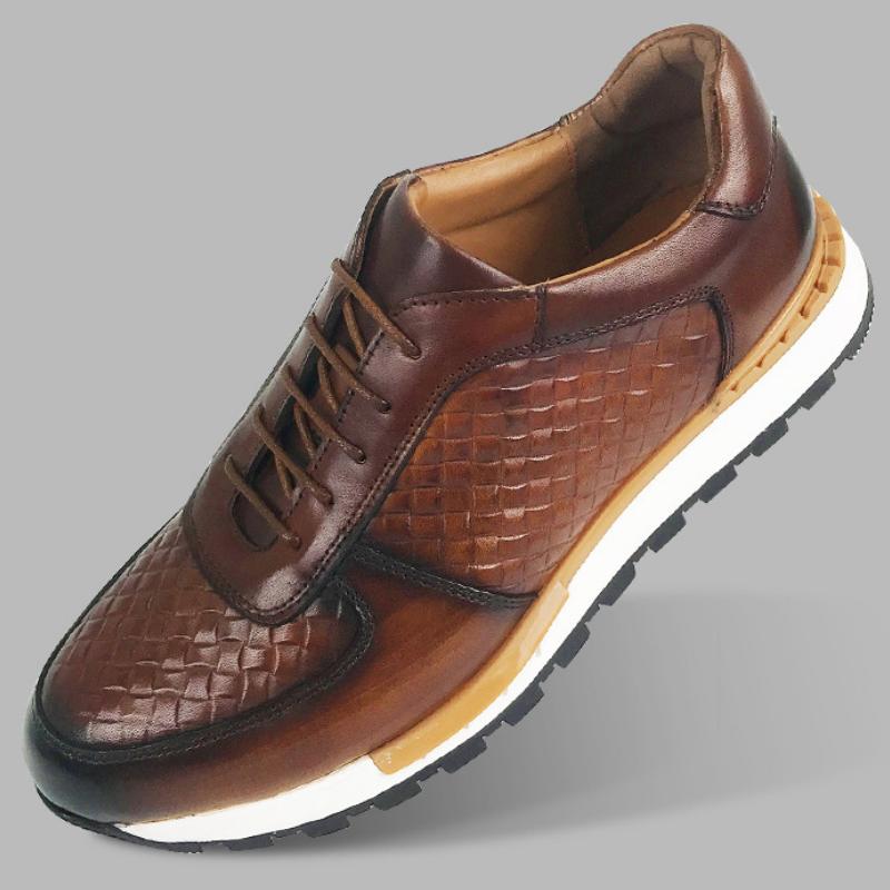 

Fashion New fashion loafers men s British woven breathable Korean casual shoes leather slip-on shoes b15 38