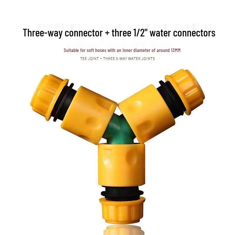Soft Water Hose with Y-Valve 3-Way Splitter and Quick-Connect Nozzle