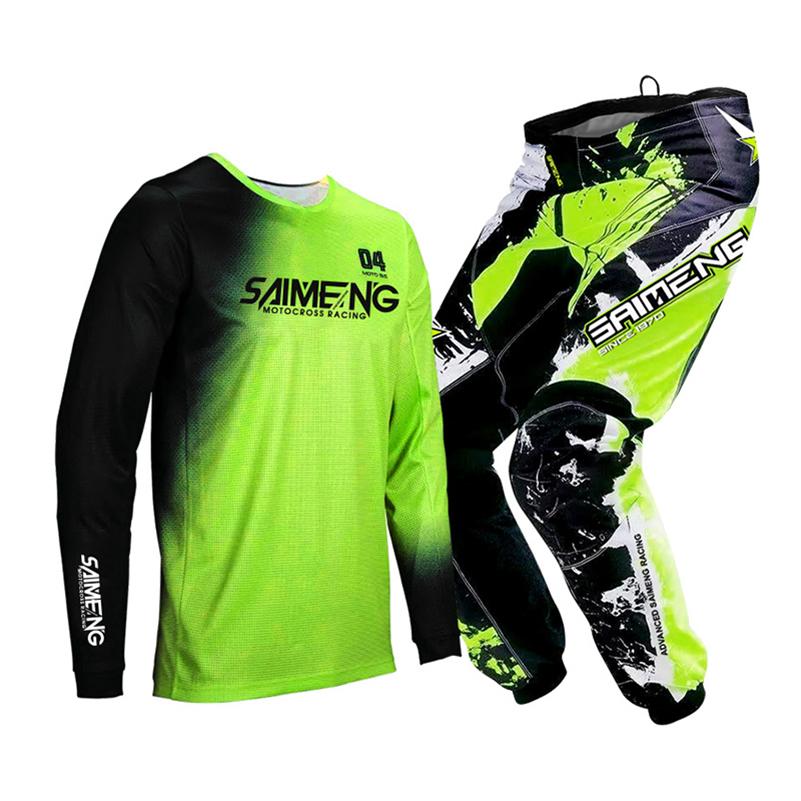 Set echipament motocross pentru copii Kituri Tricou Pantaloni Tineret copil verde Motocicletă negru 3 4 5 6 7 8 9 10 ani Costum off-road albastru portocaliu Enduro cross băiat fată