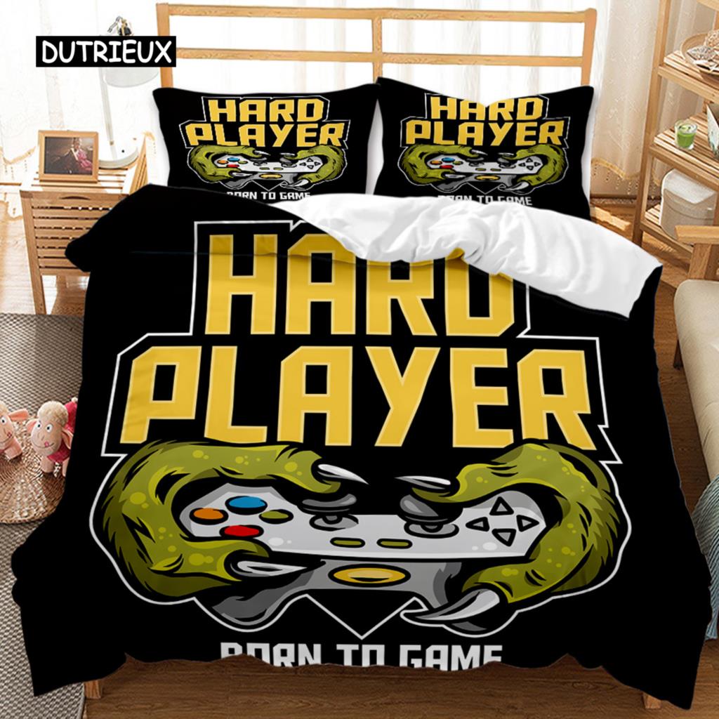 Gamer Duvet Cover Set Boys Gamepad Bedding Set Video Games Duvet Cover Teens Adults Double Queen King Size Polyester Qulit Cover