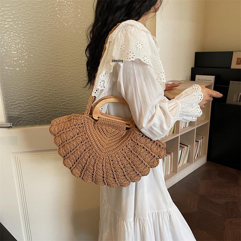 Women's Casual Loose-Fit Hollow Straw Woven Shoulder Handbag, 2026 New Vegetable Basket Design