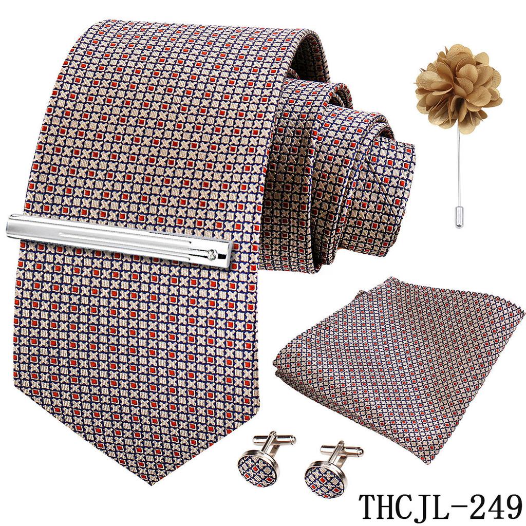 Men'S Business Dress Tie 5-Piece Groom Best Man Dress Accessories Gaowei Dense Jacquard Tie Worker