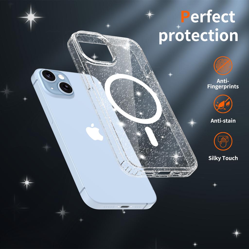 Clear Glitter Bling Sparkly Case For For Iphone 17E 16E 17 E Air 16 Pro Max 1 Plus 14 13 1Plus 14Plus Mag Safe Phone Cover