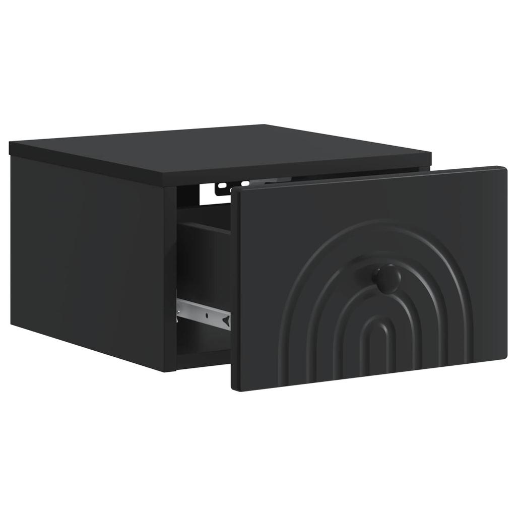 Wall Mounted Nightstand Black 33 x 34.5 x 20 cm