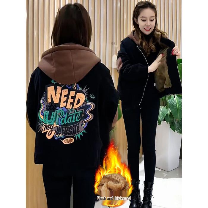 

Velvet-Thick Hooded Cotton Parka for Petite Women - Winter 2024 Casual Fashion. L