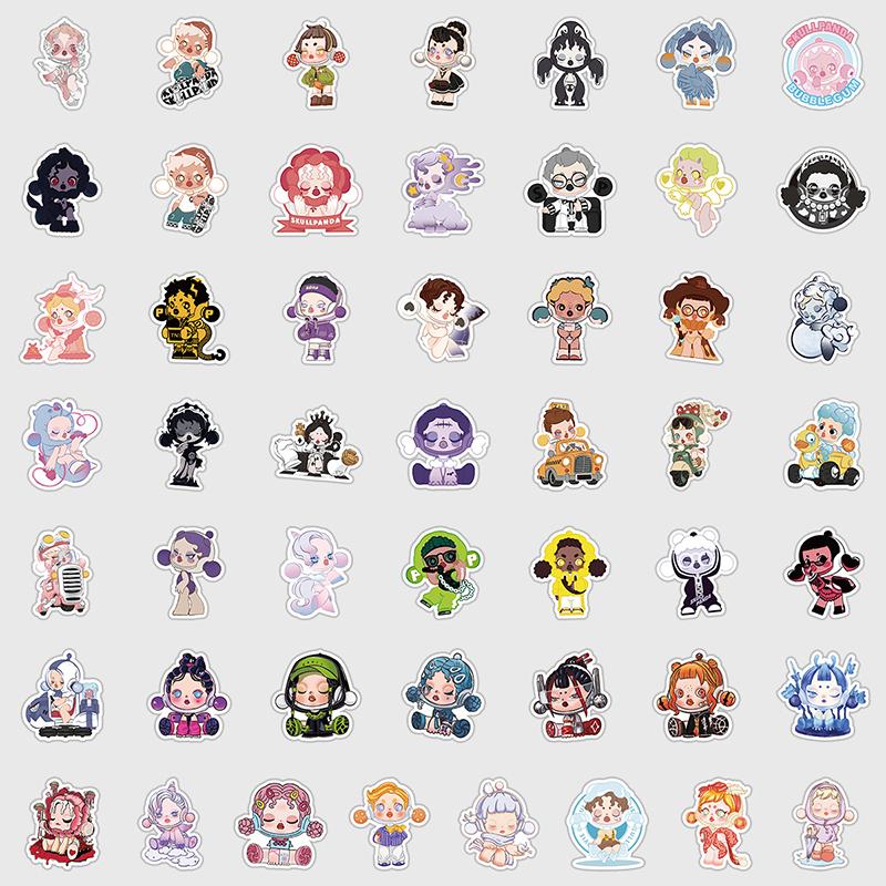 50Sheets/Set Cute Labbubu Stickers For Kids Cartoon Bubble Matt Graffiti Sticker
