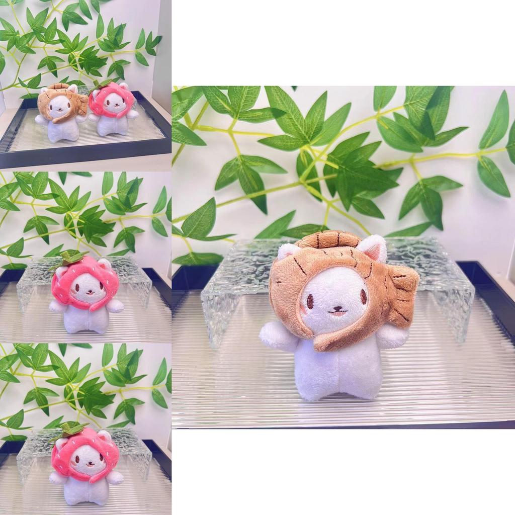 Adorable Cute Cat Fish Plush Toy Headset Keychain Soft Pp Cotton Doll Accessory