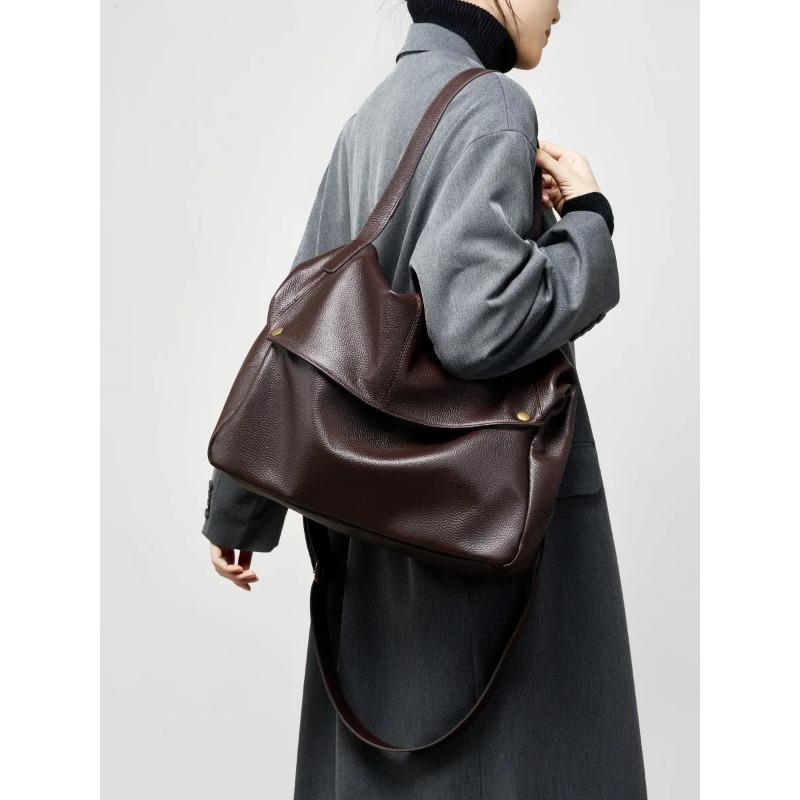 Borsa a tracolla da donna 100% vera pelle grande capacità morbida pelle di mucca borsa tote semplice da donna casual per il pendolarismo