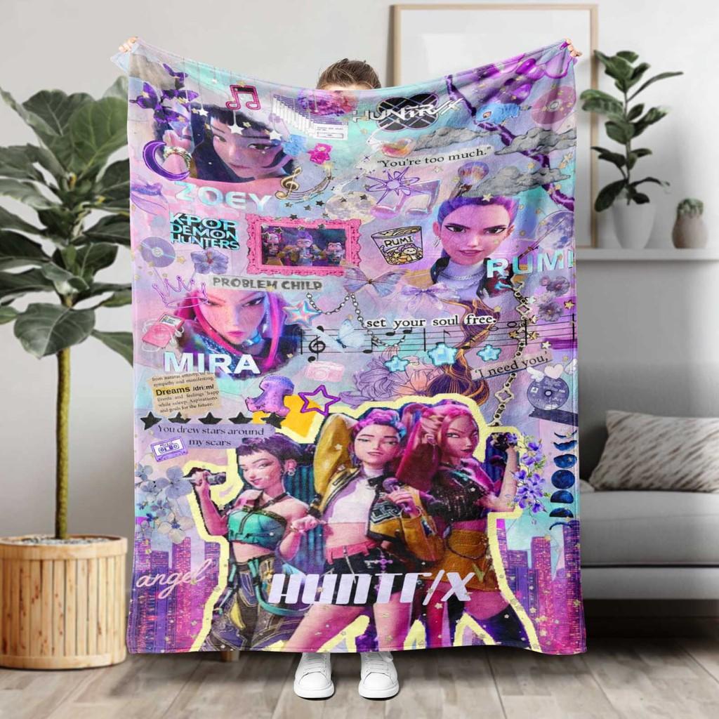Kpop Dämonenjäger Flanelldecke Kuschelig Große Größe Weich Warm Cartoon Für Schlafzimmer Wohnzimmer Büro Nickerchen Reisen Camping