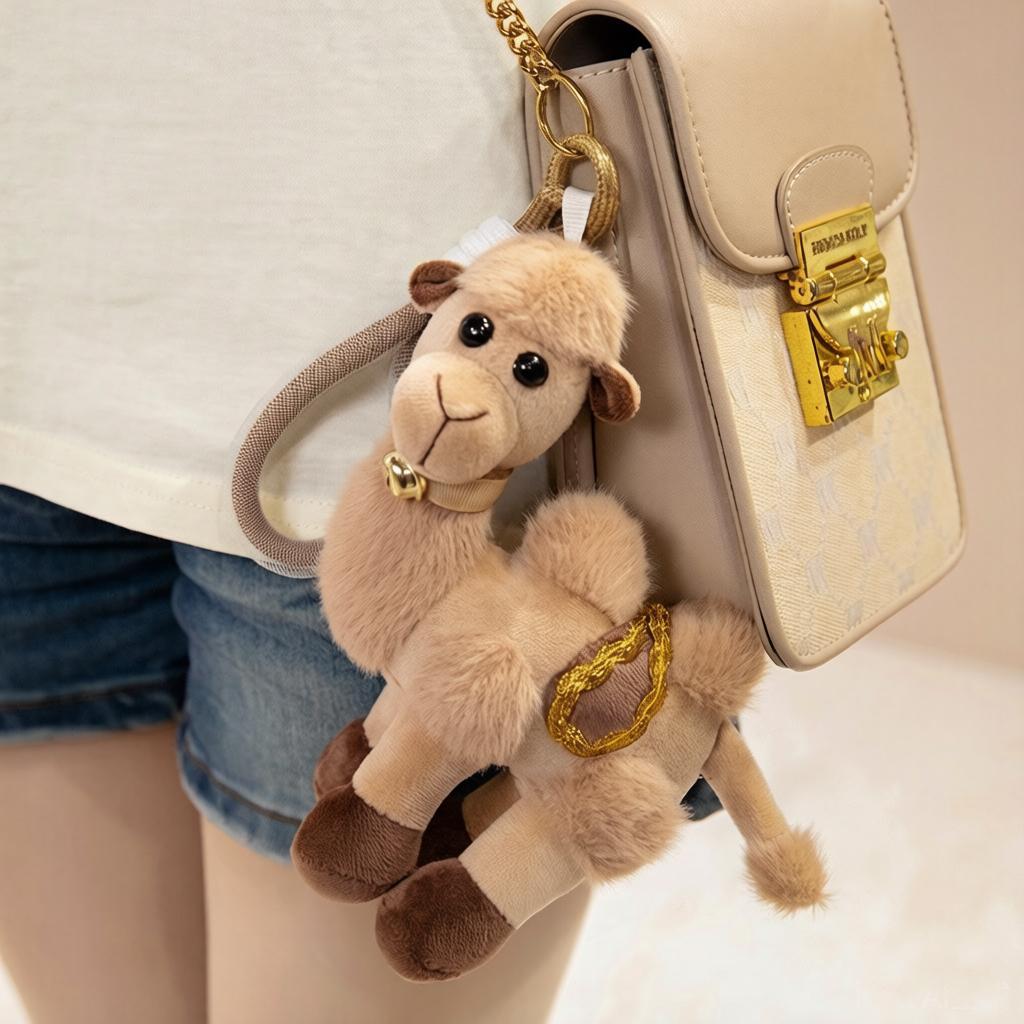 15/25cm Marron Chameau Debout Peluche Jouet Bourré Dessin Animé Animal Désert Poupée Compagnon de Sommeil Cadeau 15cm pendant