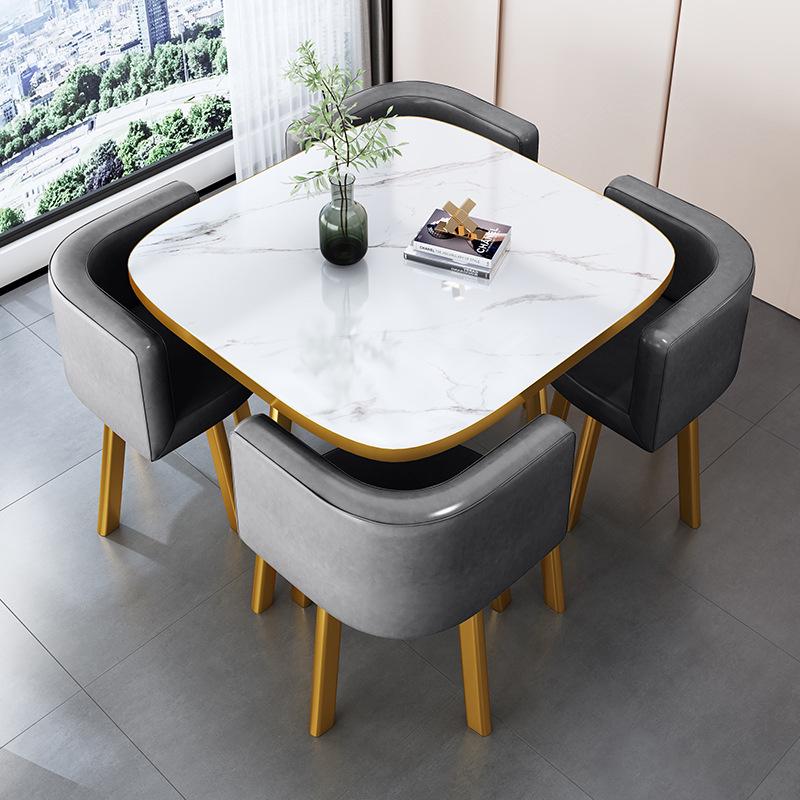 Modern Reception & Meeting Table Set: Office & Leisure Round or Square Dining Table with Chairs.