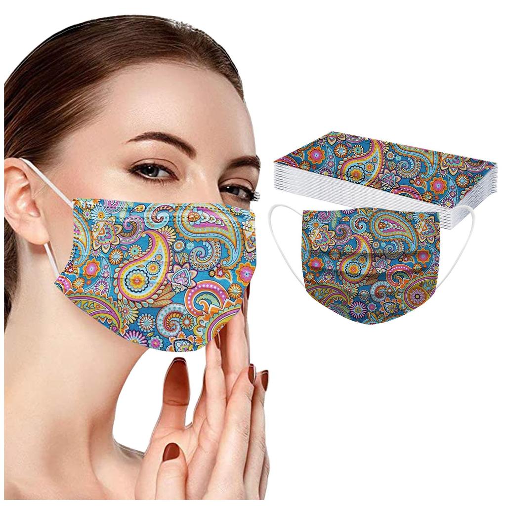 20PCS Adult's Mask Paisley Print Disposable Face Mask Industrial 3Ply Ear Loop