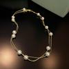 Retro Court Style Double Layer Pearl & Diamond Necklace - Elegant Choker for Women