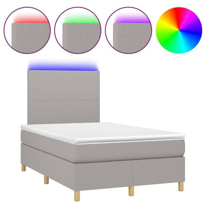 VidaXL Bed Slat Base with Mattress and LED, Upholstered Bed, Double Bed, Adult Bedroom Interior Bed, 3135261