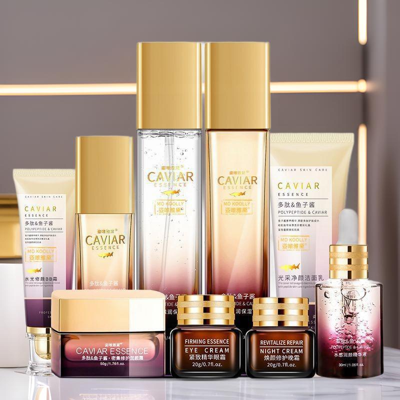 Nine-piece Set Caviar Anti-Wrinkle Collagen Anti-Aging Firming Lift Fade Fine Lines Moisturizing Smooth Brighten Skin Care Products